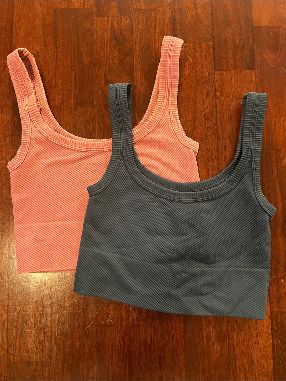 Kids Ribbed Tank Top Duo - Pink and Navy